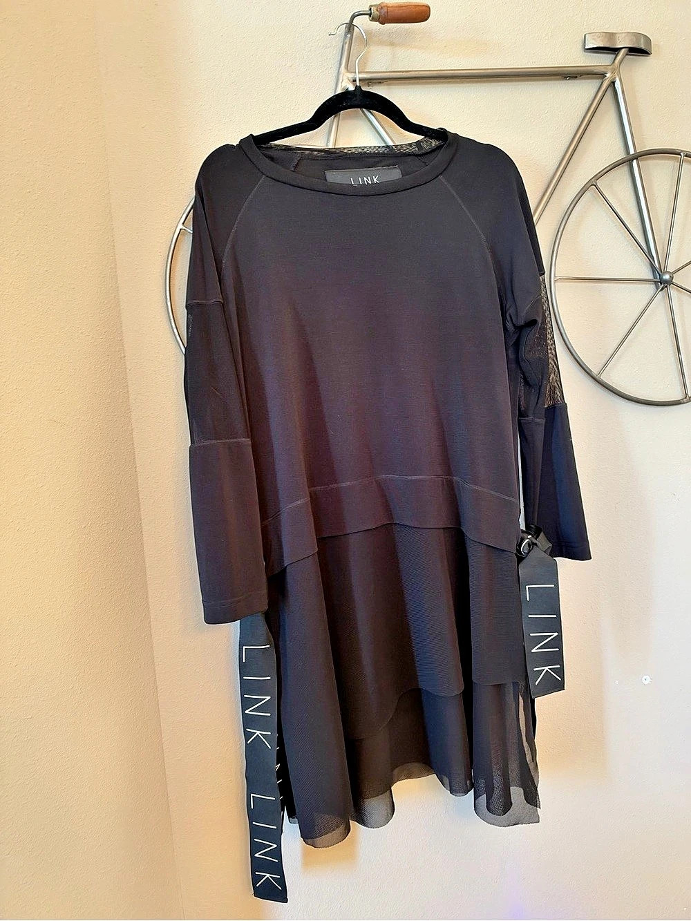 LINK Black Layered Mesh Sleeve Tunic